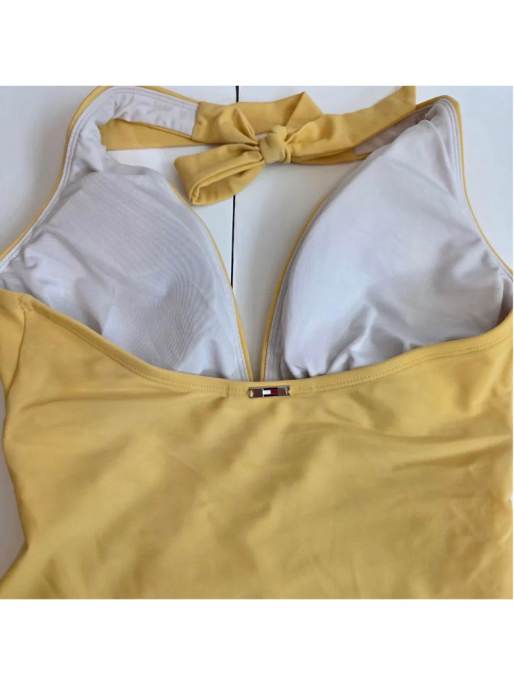 Women's Tommy Hilfiger Yellow Halter One Piece Swimsuit Size 8